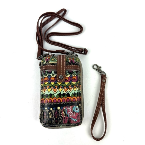 Sakroots Artist Circle Crossbody Wallet Coated Canvas Spirit Desert Elephant New - Picture 1 of 9
